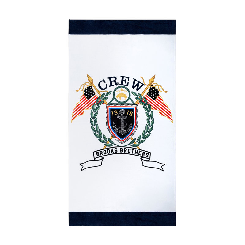LOGO CREST Turkish Cotton Beach Towel, White