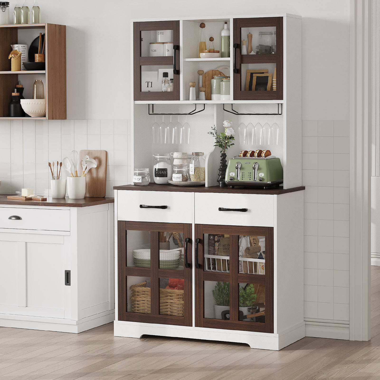 Latitude Run® Freestanding Modern Storage Cabinet With Wine