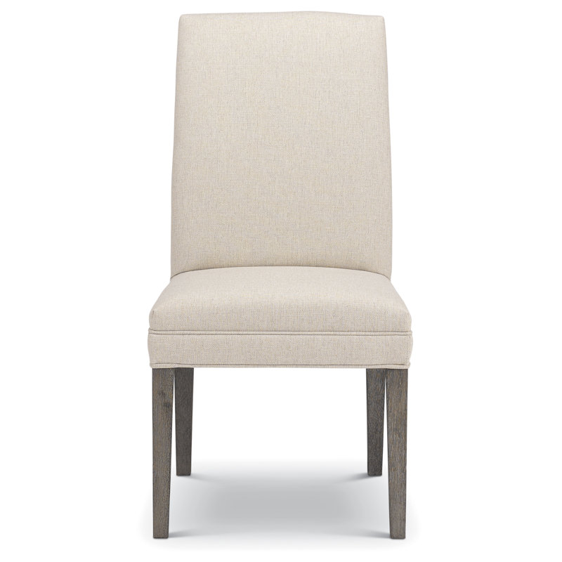 Chaise parsons rembourrée à dossier solide, Tissu performance beige défense, Noyer foncé