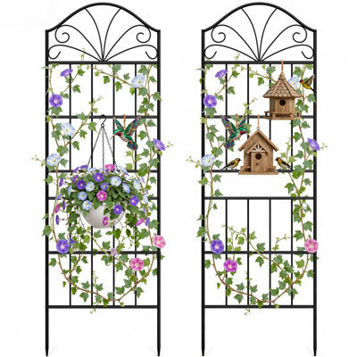  Treillis de jardin en métal durable, panneau de support d'extérieur résistant à la rouille pour plantes grimpantes