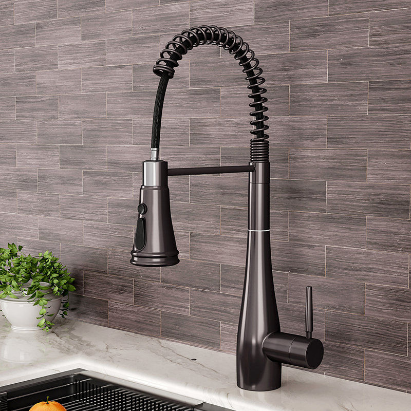Belfry Kitchen Carmorn Pull Out Kitchen Faucet, Chrome