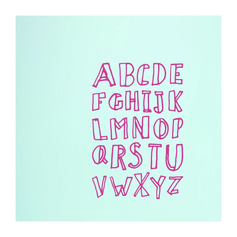 Décalcomanie murale alphabet doodle, Rose vif
