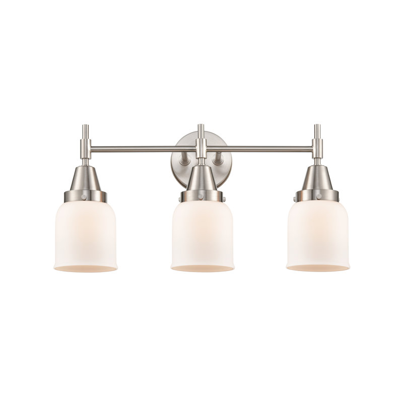 Gayle 3 - Light Dimmable Vanity Light, 4 Watt Vintage LED Bulb, Matte White, Satin Nickel