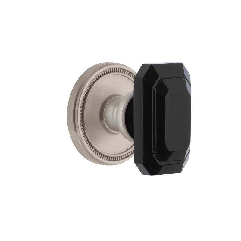 Grandeur Concealed Screw Mechanism Geometric Knob with Circle Rosette, Satin Nickel