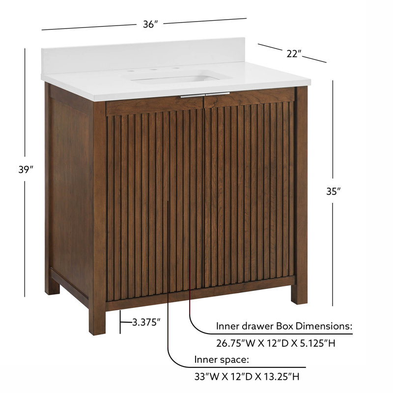 Through Lines 36" Single Bathroom Vanity, Brown