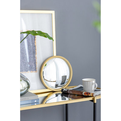 Miroir de cercle doré avec bordure en bois - 11 po pour la chambre à coucher du couloir