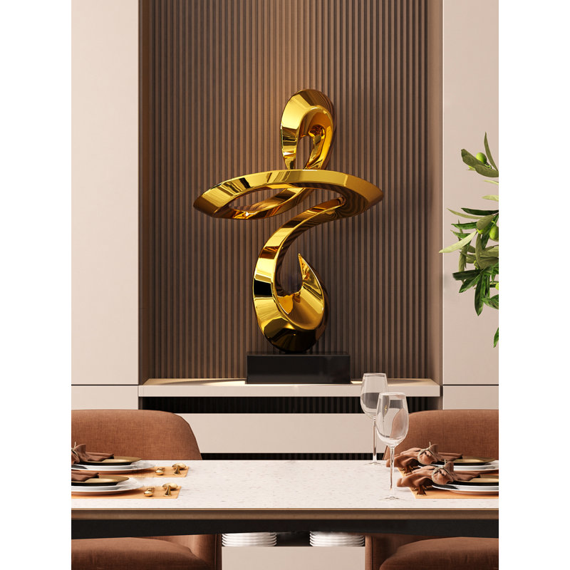 Pièce de sculpture luxueuse en marbre renforcé de fibre de verre Luxury-Lite, Doré