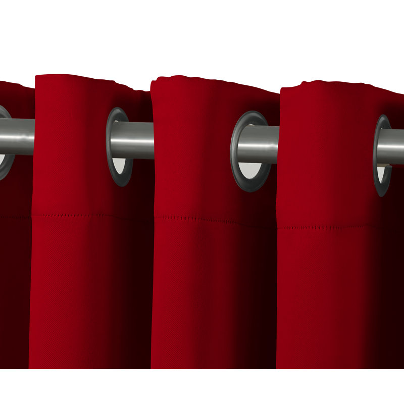  Panneau de rideau simple 1 pièce uni avec œillets, L 38 po x L 84 po, Rouge