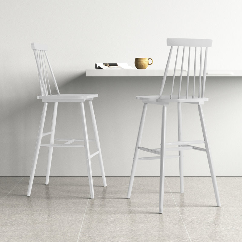 Solid Wood Counter Stool, White, Counter Stool (61cm Seat Height)