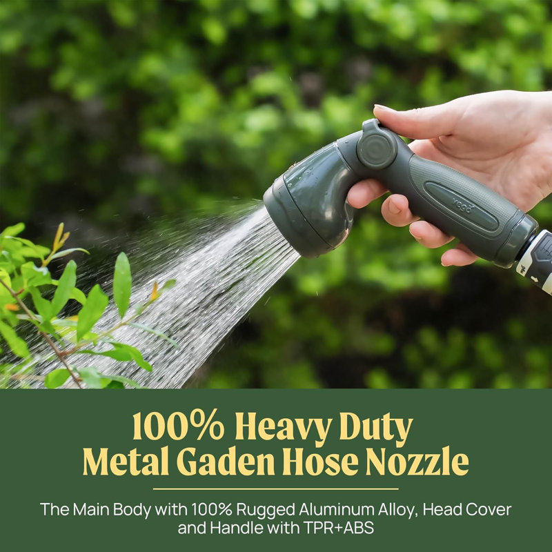 Watering 9 Spray Pattern Garden Hose Nozzle, Seaweed Green