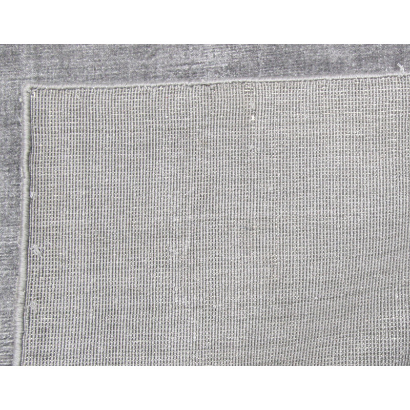 Tapis unique en viscose noué à la main gris foncé / gris clair de 10 pi x 14 pi