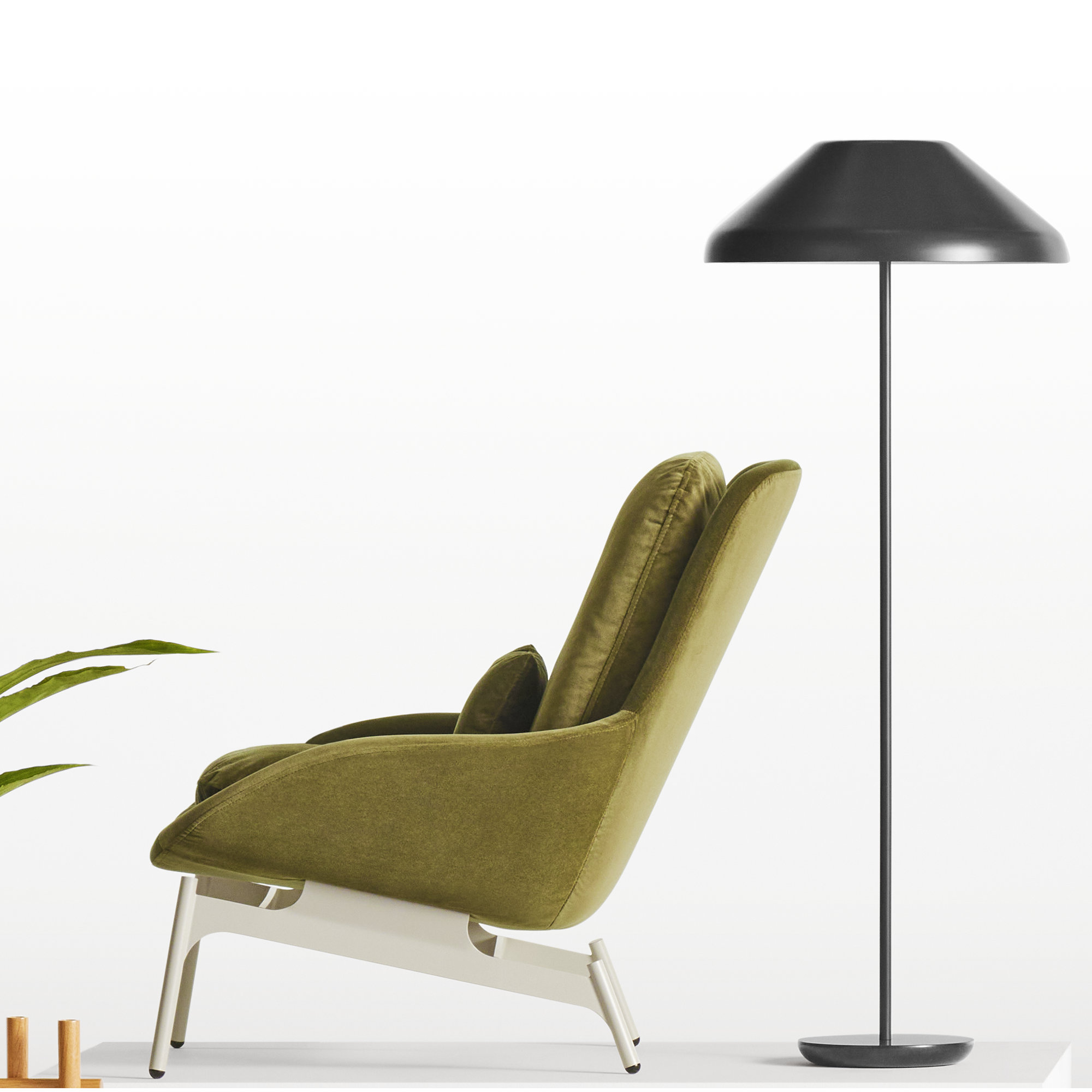 Field Upholstered Accent Chair, Moss Velvet Polyester Blend