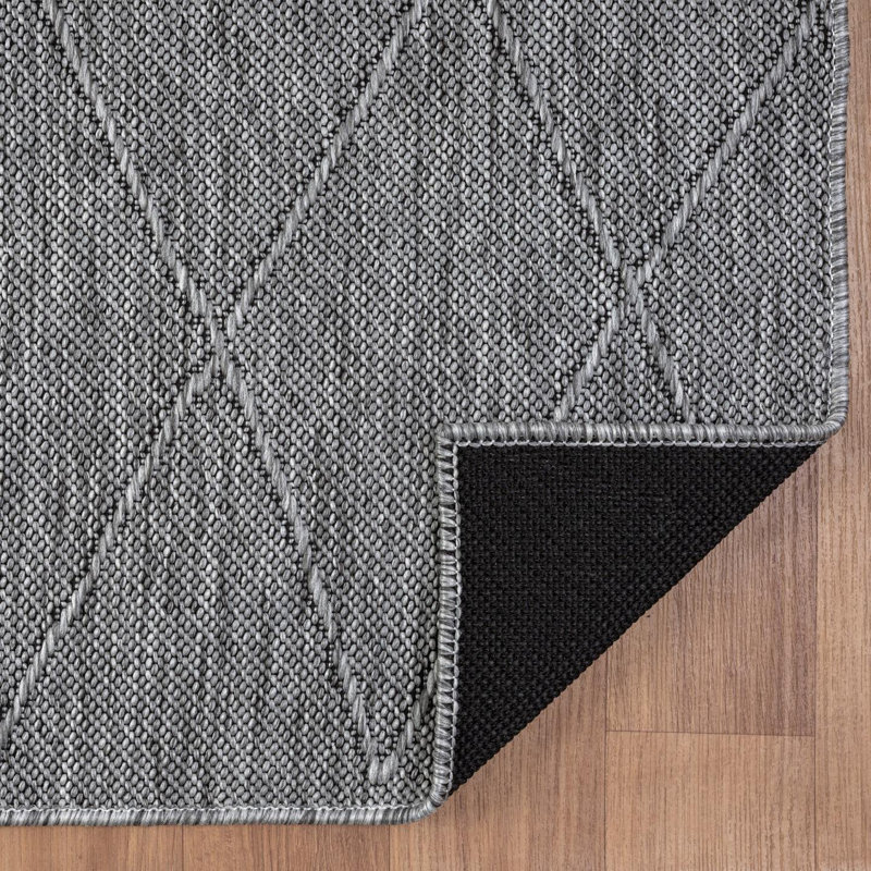 Modern Outdoor Geometric Area Rug, Non-Slip Washable Carpet, Rectangle 6' x 9'