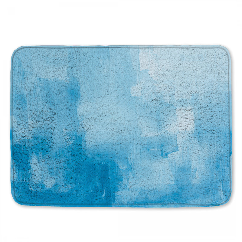 Tapis de bain bleu, L 34 po x L 21 po