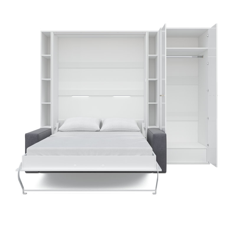 Chanze Upholstered EU Double - 140 X 200 Cm Bed, White/Grey