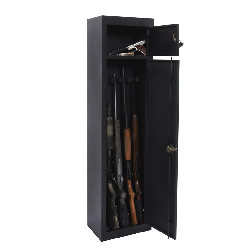 Black Metal 5-Rifle Gun Safe with Deer Decal