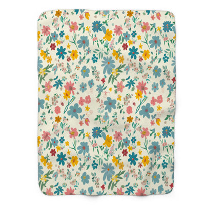 Springtime Blooms - 1 Piece Premium Sherpa Blanket