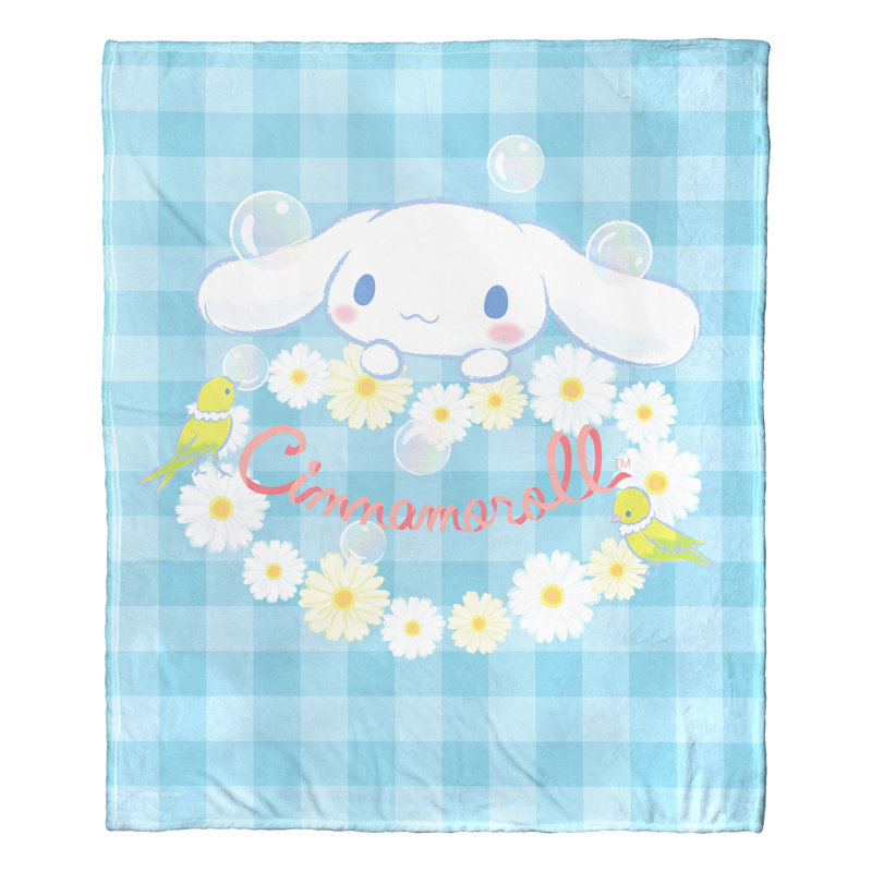 Sanrio Cinnamoroll Daisy Blues Silk Touch Throw Blanket, Soft Pastel Design, 50x60 Inches