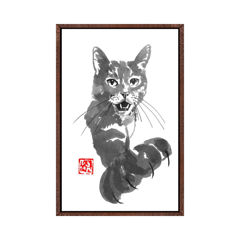 Demanding by Péchane - Painting on Canvas, Classic Brown Wood Framed, 101.6 cm H x 66.04 cm W