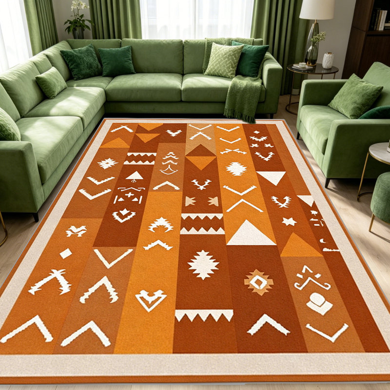 Orange Striped Rug carpet-easy to clean, machine-washable, soft and comfortable; suitable for door mats, kitchens, living rooms, bedrooms, corridors, and laundry areas. Easy to clean, durable carpet for home decoration.