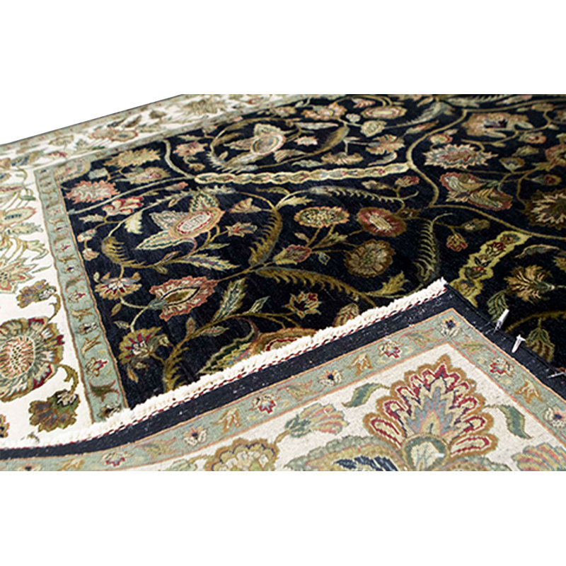 Tapis noir de haute qualité noué à la main