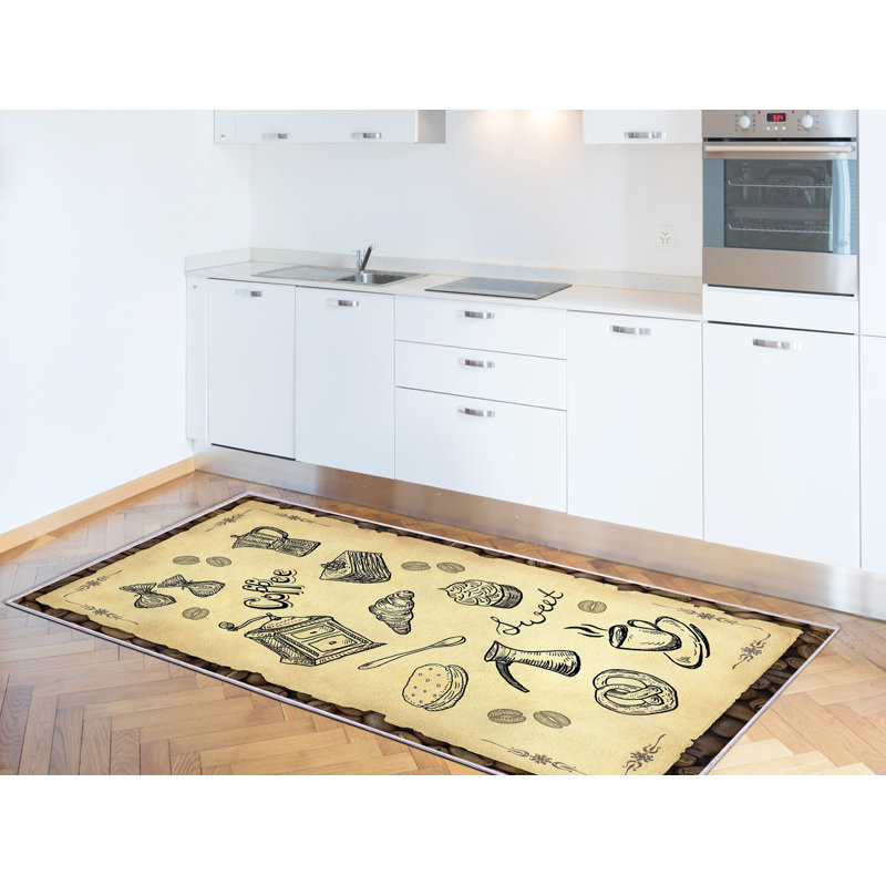 Tapis beige / brun / noir en polyamide tissé à la machine Dream, Rectangle 5 pi 11 po x 9 pi 2 po