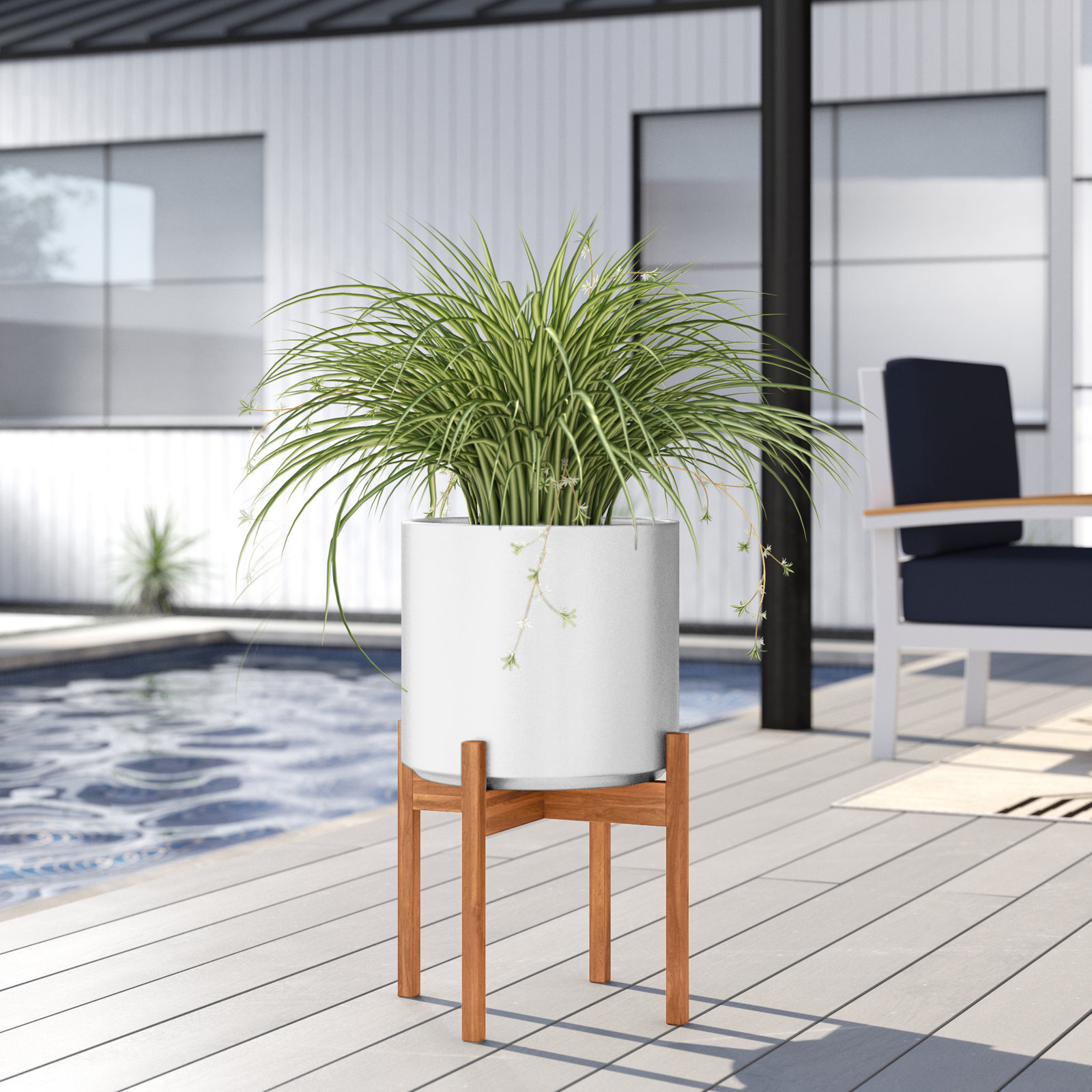 Keyes Ceramic Pot Planter, White/Light, 10.25" H x 10" W x 10"