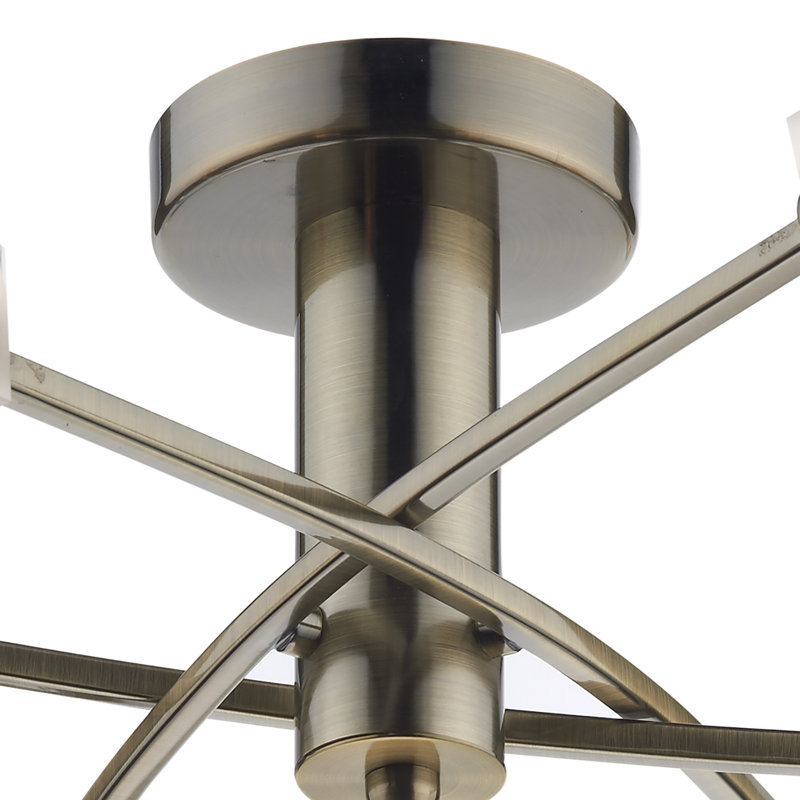 Nevaeh Glass Semi Flush Mount, Antique Brass