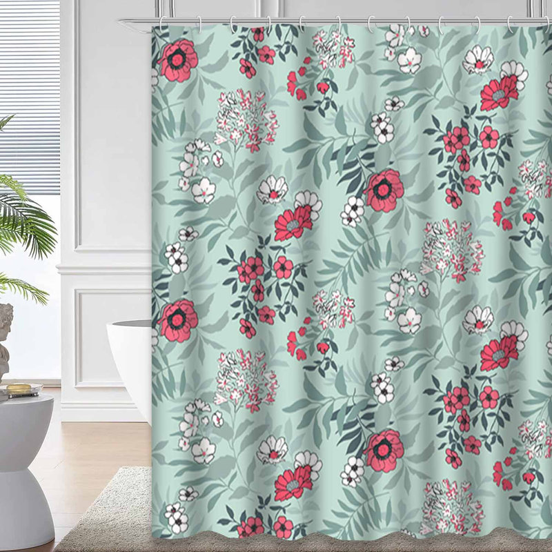 Rideau de douche imperméable à l'eau avec motif floral, L 72 po x l 84 po