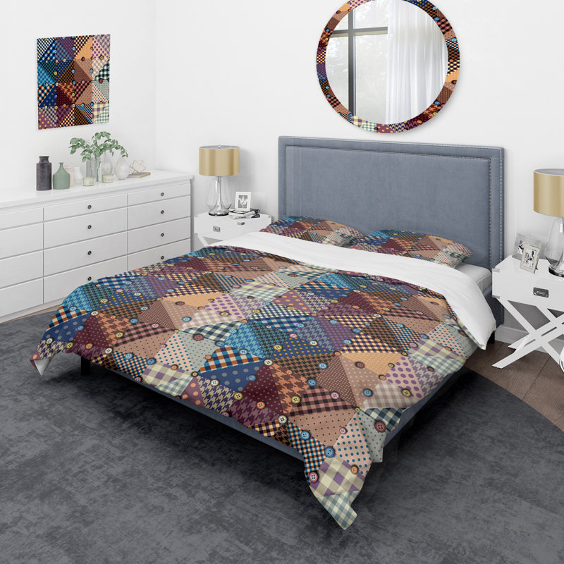 Multicolore patchwork abstrait - ensemble de housse de couette abstrait - microfibre de polyester
