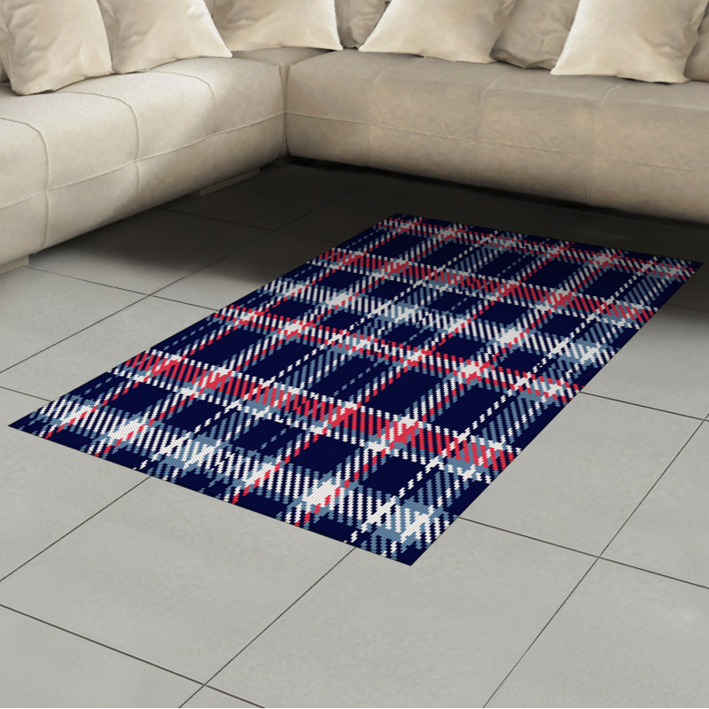 Checkered High Density Long Fiber Poly Threads Decorative Area Rug Carpet, Rectangle 4' x 5'8"