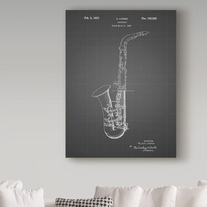 «Conn a Melody Saxophone» par Manilo, reproduction d'art sur toile tendue, H 19 po x l 14 po