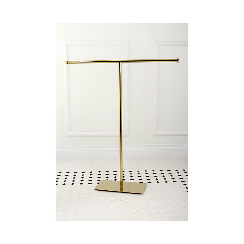 Kingston Brass Claremont Freestanding T-Shape Towel Rack, Polished Brass