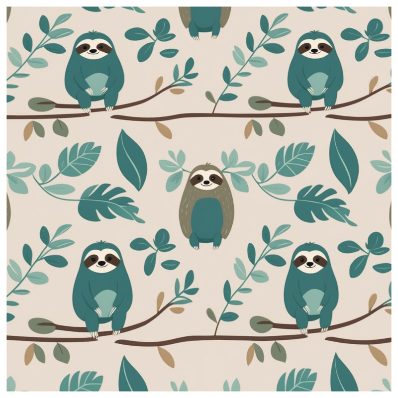 Sloth Leaf Illustration Duvet Covers, King