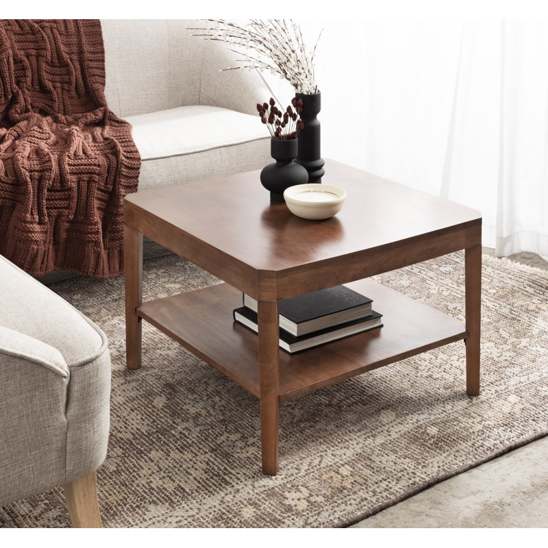 Ardentown Transitional Two-Tiered Square Coffee Table, Walnut