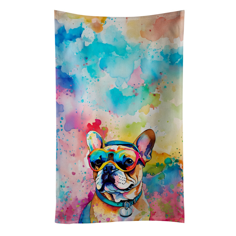 French Bulldog Hippie Dawg Kitchen Towel