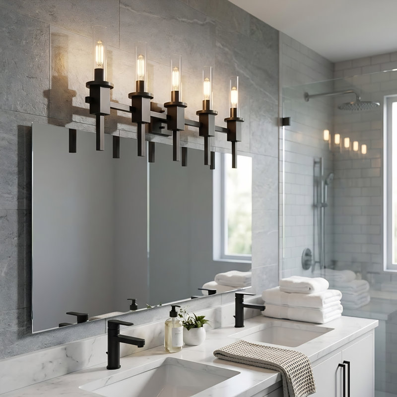 Éclairage pour meuble-lavabo à intensité variable Cathern, Noir, 5