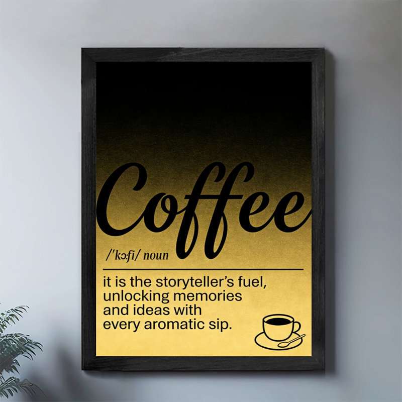 «Black Coffee Vintage», art mural, définition du café noir, H 11 po x l 9 po