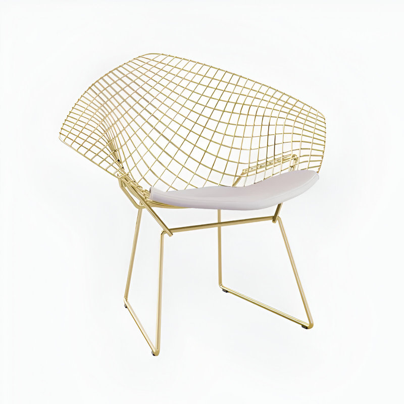 Chaise Diamond, Blanc, Doré
