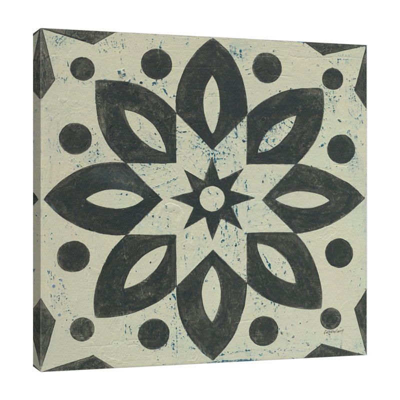 «Black and White Tile I», toile tendue par Kathrine Lovell, H 12 po x l 12 po x P 1,5 po