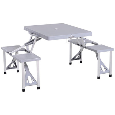 Samee Rectangular Folding Outdoor Camping Table With Umbrella Hole , 135cm cm W 84.5cm cm D