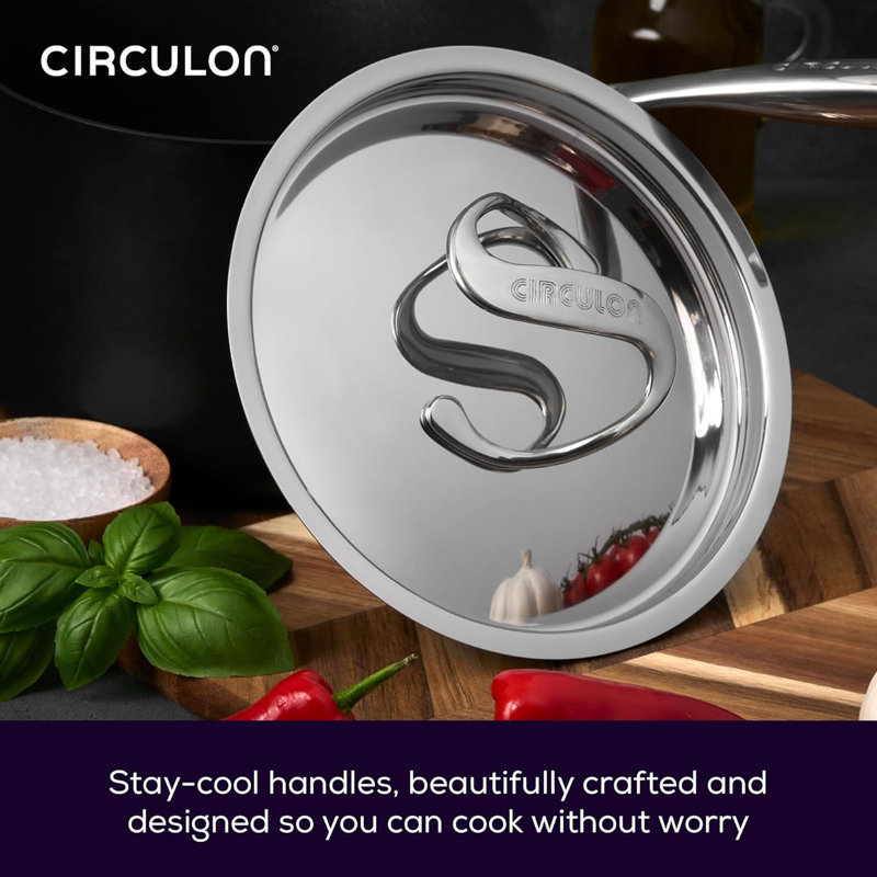 Meyer Circulon Style Hard Anodised Non Stick Deep Chefs Casserole/ 26Cm/5.2L/ With Stainless Steel Lid