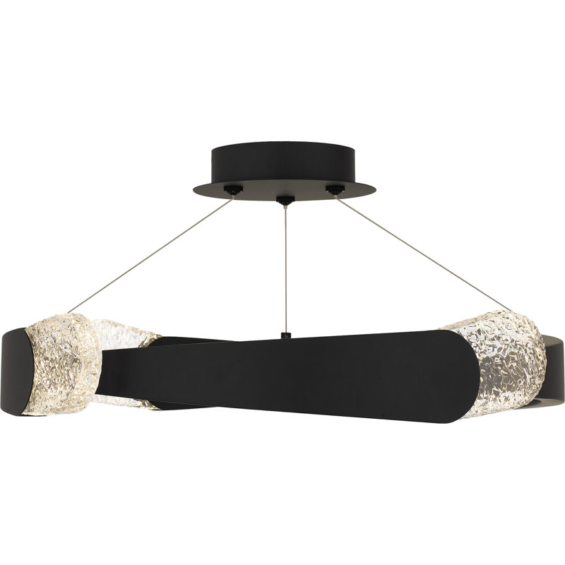 Saffron Integrated LED Matte Black Semi-Flush Mount, 28 W, 9.5" H x 24" W x 24" D