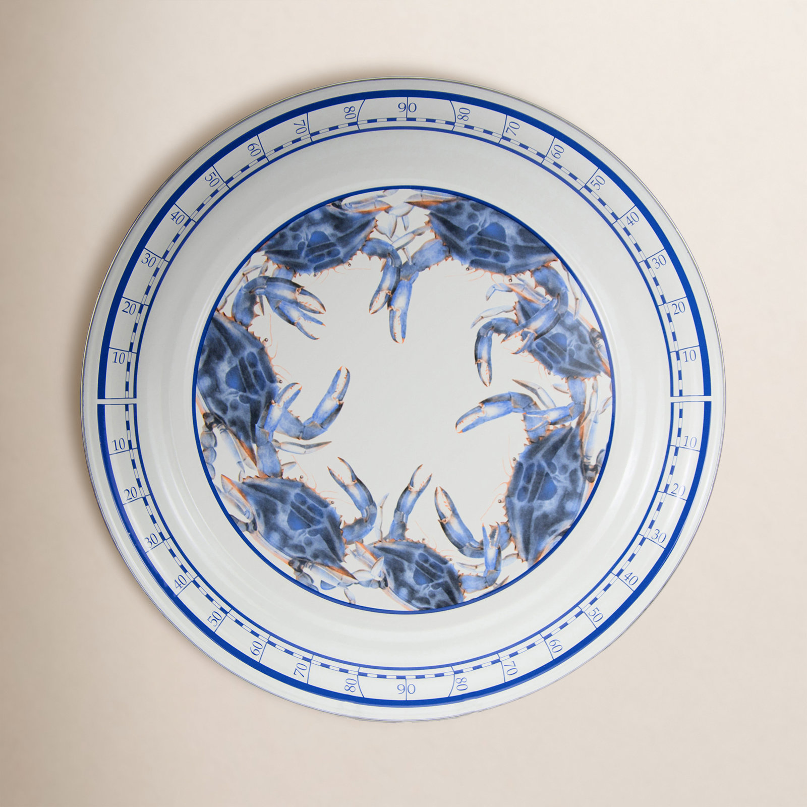Blue Crab Enamel Platter, 20'' L x 20'' W x 3'' H