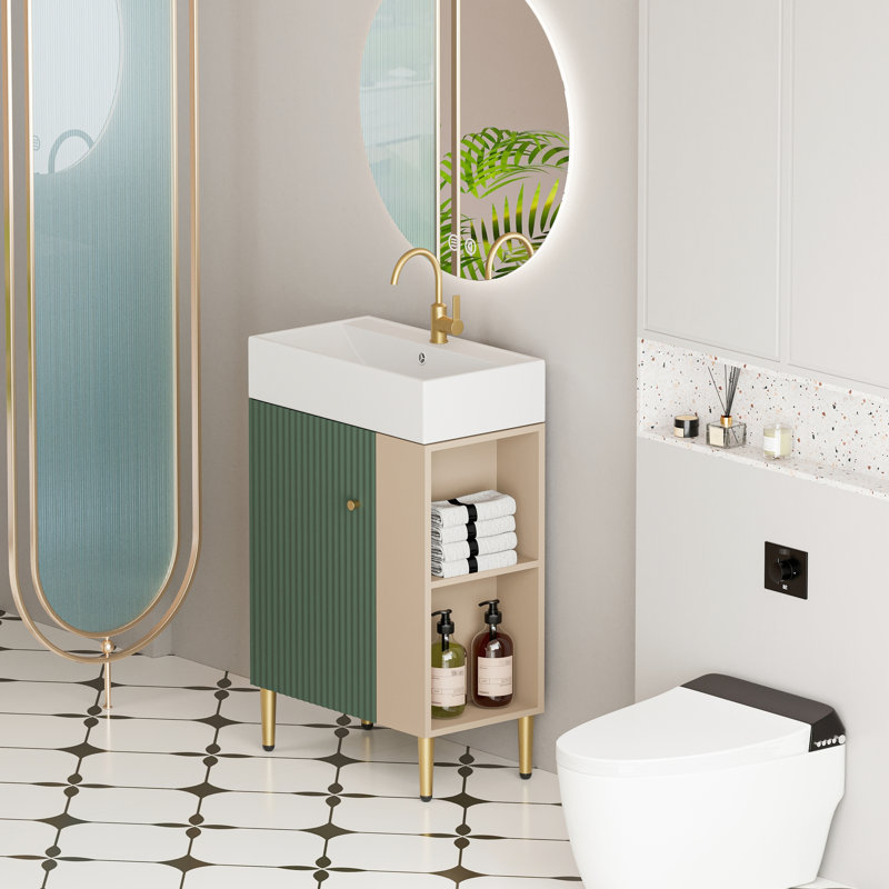 Meuble-lavabo de salle de bain avec lavabo en céramique de style contemporain - 21,6 po 24vb06-21lvr avec rangement spacieux