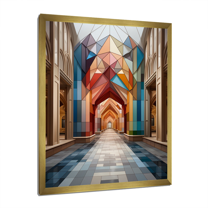Symétrie architecturale de luxe sur toile, H 40 po x l 30 po x P 1,5 po, Encadrement doré