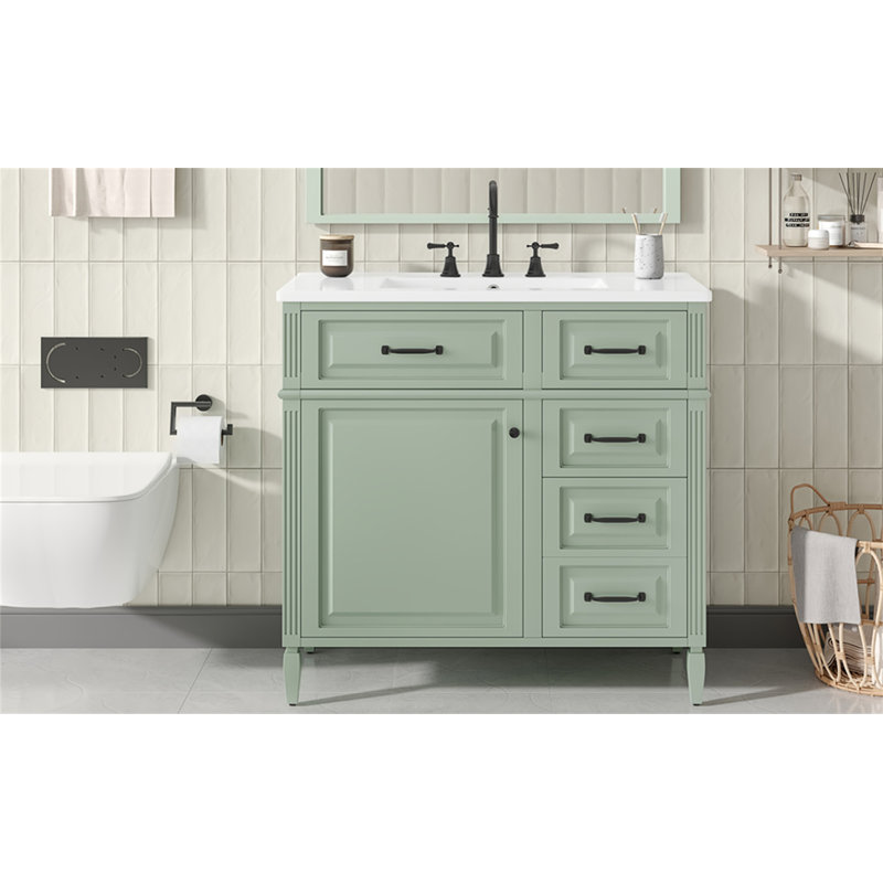 Meuble-lavabo 36 po avec comptoir en céramique, Vert