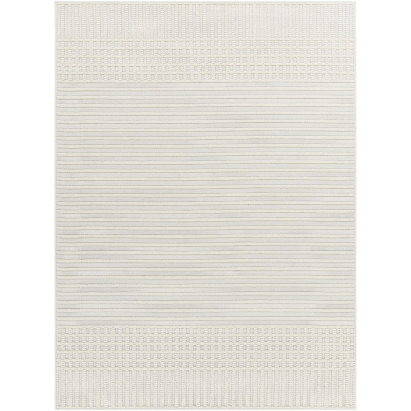 Indrit Striped Machine Woven Area Rug in Ivory, Rectangle 2'10" x 2'