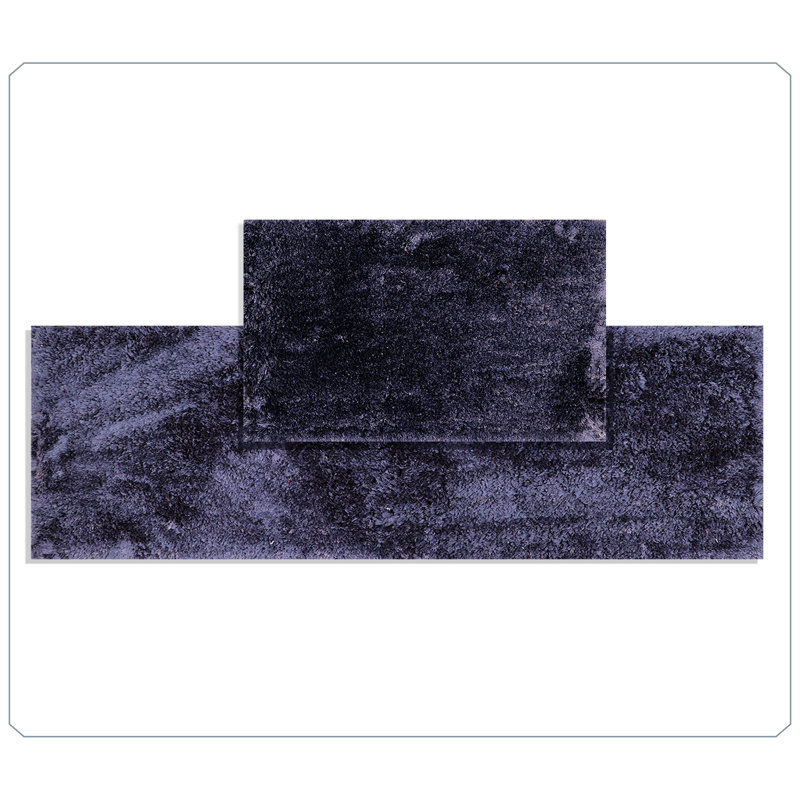 Luxury 2-Piece Microfiber Bath Rug Set, Non-Slip Rubber Backing, Quick-Dry, Ultra-Absorbent, Plush Machine Washable Bathroom Runner and Large Rug for Tub, Sink & Vanity, Navy