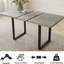 Extendable Dining Table Set of 6, 130 x 170cm Cement Dust MDF Rectangular Top, 6 Corduroy Chair, Modern Contemporary Style for Dining Room and Kitchen    